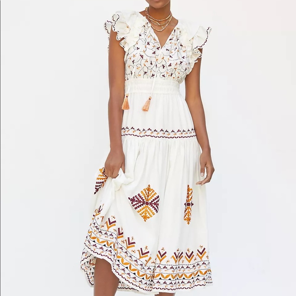Anthropology Embroidered Maxi Dress NWT